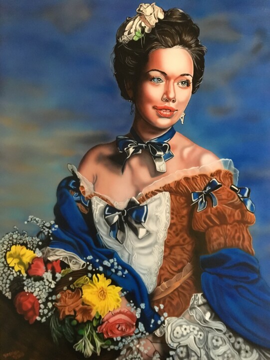 Bloemenmeisje 绘画, 31.5x23.6 in