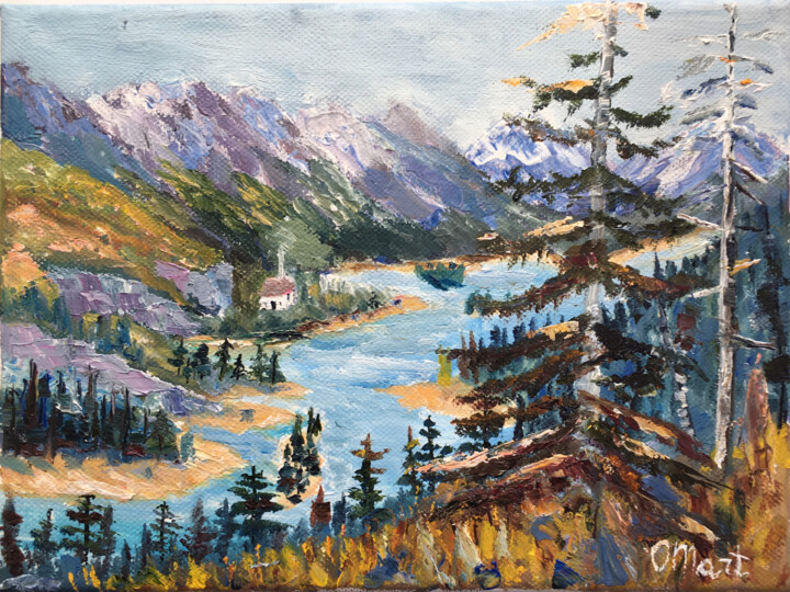 Mountain rive 绘画, 7.1x9.5 in
