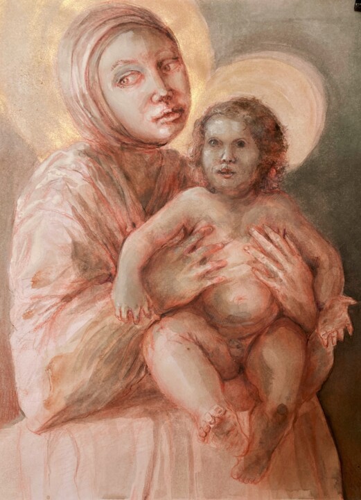 Vierge et l'Enfant Drawing, 12.6x9.5 in