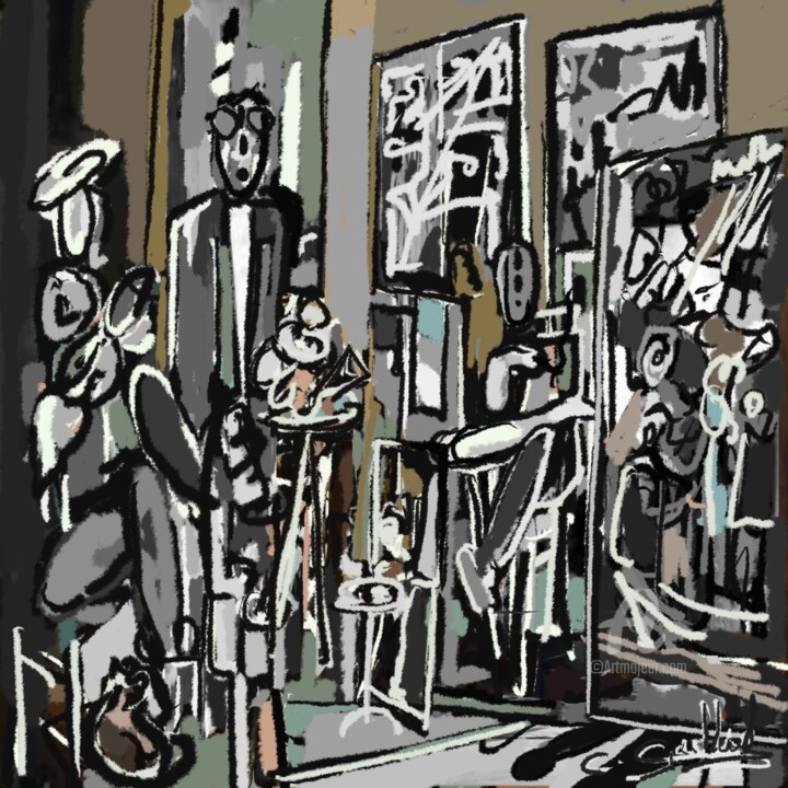 L’atelier vivant. 绘画, 63x63 in