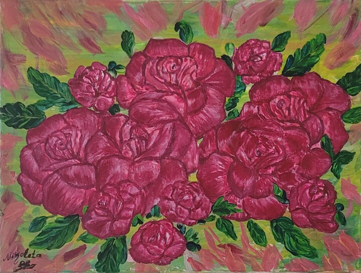 bouquet d'amour 绘画, 11.8x15.8 in