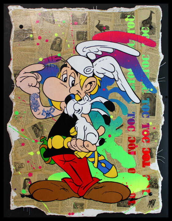astérix on wall 绘画, 32.7x24.8 in