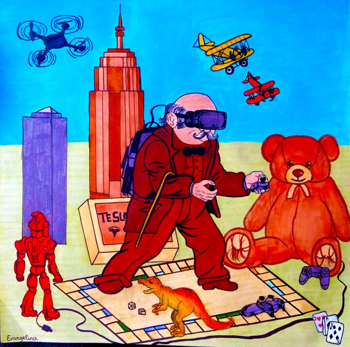 Monopoly & Friends à la Prieur 绘画, 11.8x11.8 in