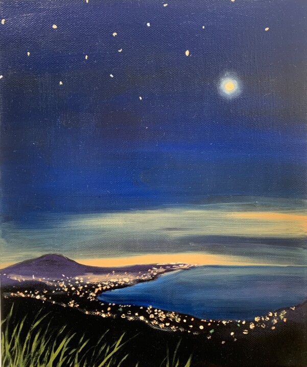 Riviera Nocturne II 绘画, 11.8x9.8 in