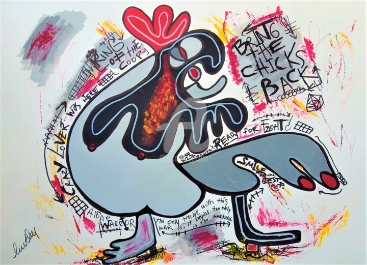 ''Rooster''. Abstract. Figurative art. 绘画, 19.7x27.6 in
