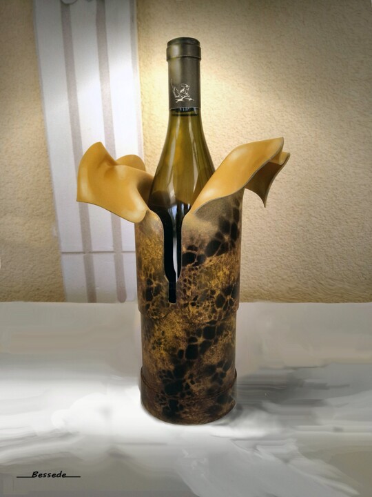 Sculpture titled "Porte bouteille des…" by Christian Bessede, Original Artwork, Resin