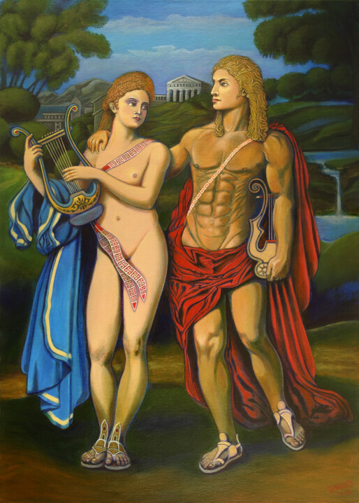 Apollo Courting Cassandra of Troy 绘画, 27.6x19.7 in
