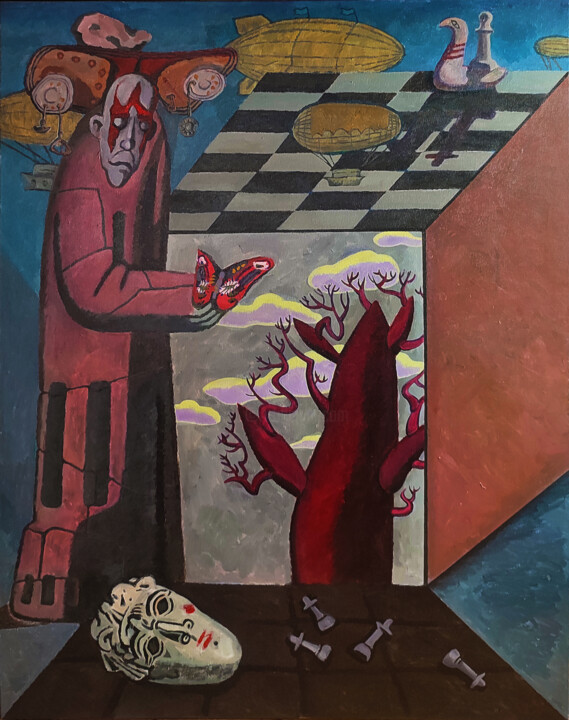 The Game - acrylic on canvas 绘画, 47.2x35.4 in