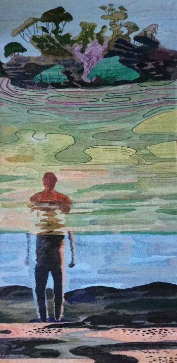 Painting titled "immersion" by Kseniia Hopko, Original Artwork, Tapestry
