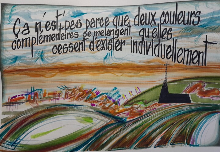 Painting titled "Couleurs complément…" by Françoise Niel Aubin, Original Artwork, Watercolor