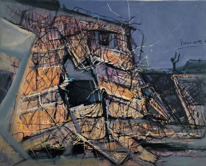 《恐怖的风景》 绘画, 15.8x19.7 in