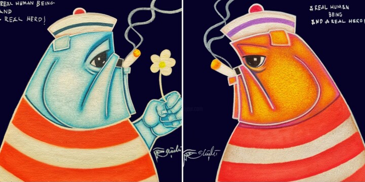 Tyson & Cleio 绘画, 7.9x15.8 in