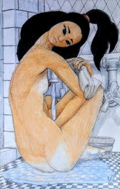 Bathing Woman 图画, 17x11 in