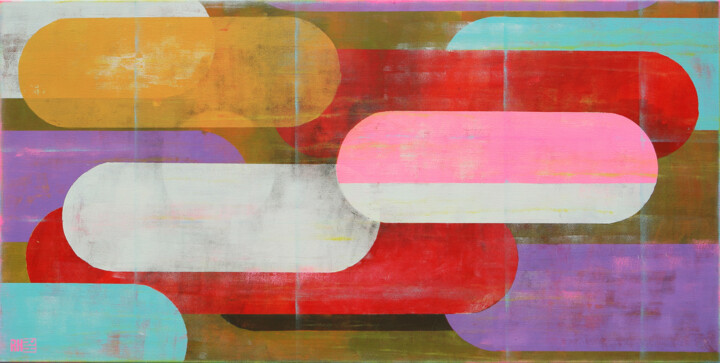 Traffic Full Color green Landscape 绘画, 27.6x55.1 in