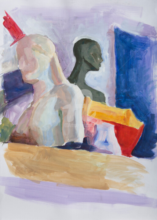 Painting titled "Σύνθεση με Κούρο /…" by Ioannis Filippopoulos, Original Artwork, Acrylic