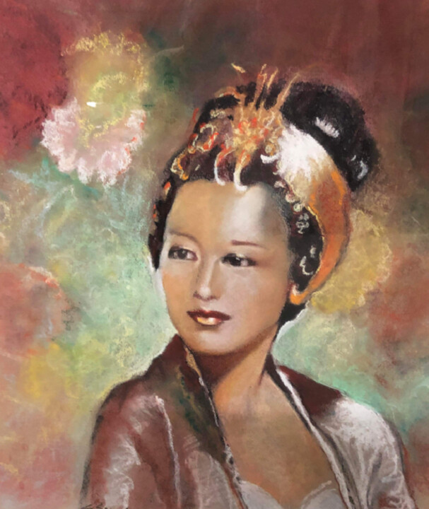 Painting titled "BEAUTE" by Gérald Sorel, Original Artwork, Pastel Mounted on Cardboard