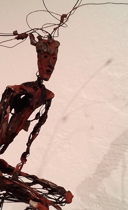 Sculpture titled "Si le diable était…" by Jean-Christophe Bridoux, Original Artwork, Terra cotta
