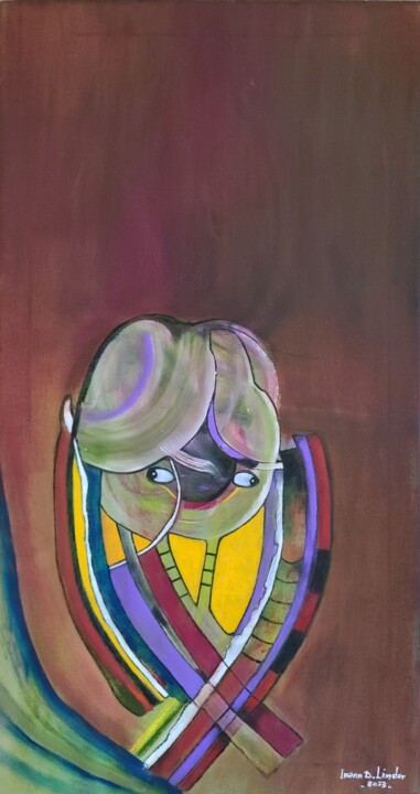 Fille des rêves (dreaming girl) 绘画, 11.8x6.3 in