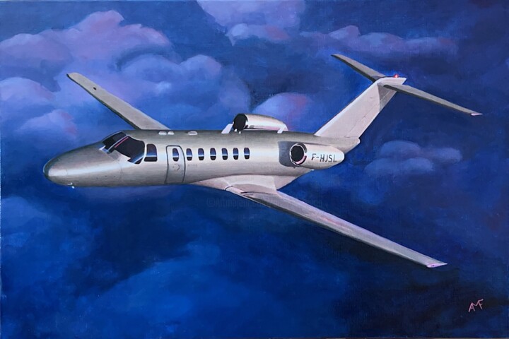 Peinture intitulée "L'Avion" par Arnaud Feuga, Œuvre d'art originale, Huile Monté sur Châssis en bois