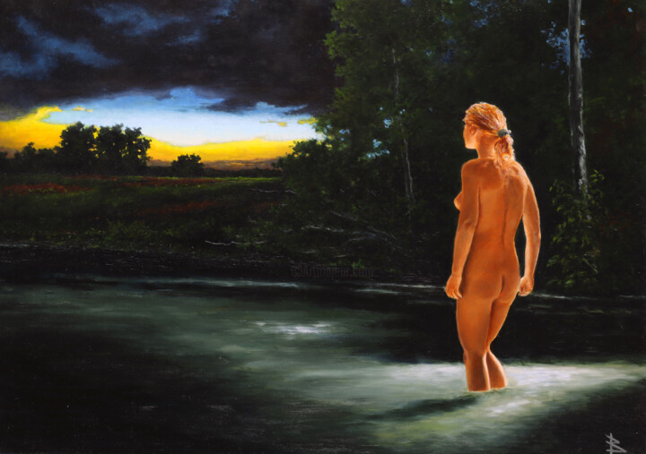 Before the dawn 绘画, 19.7x27.6 in