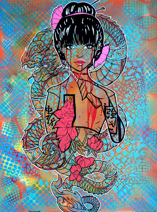 "Asia" 绘画, 31.5x23.6 in