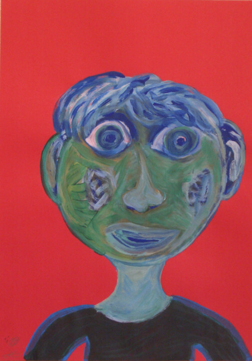 Titel: " Der Glückliche " - 2023 绘画, 13.4x9.5 in