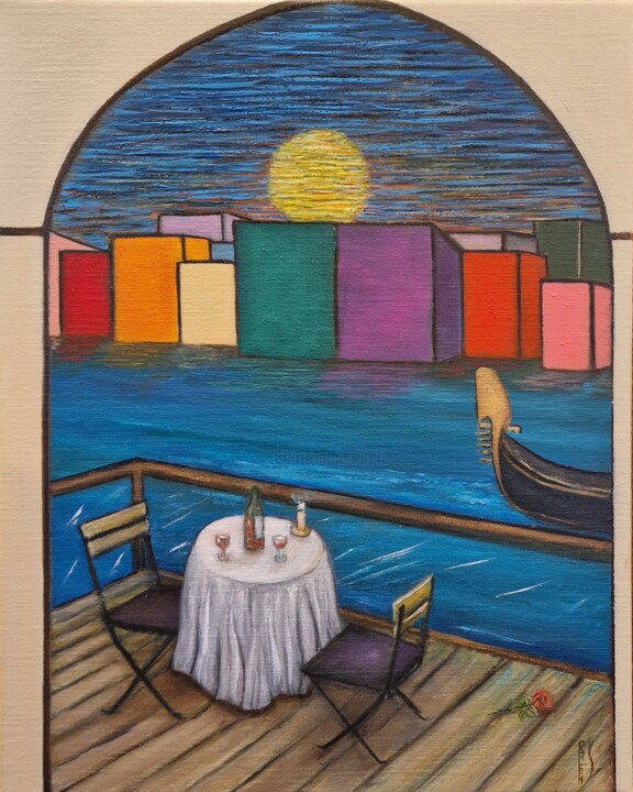 Peinture intitulée "Le rendez-vous" par Ralph.S, Œuvre d'art originale, Huile