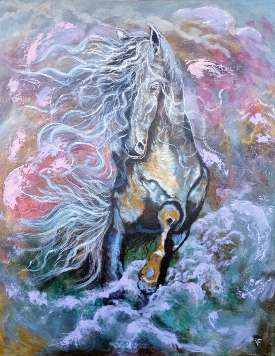 Il cavallo. 绘画, 39.4x31.5 in