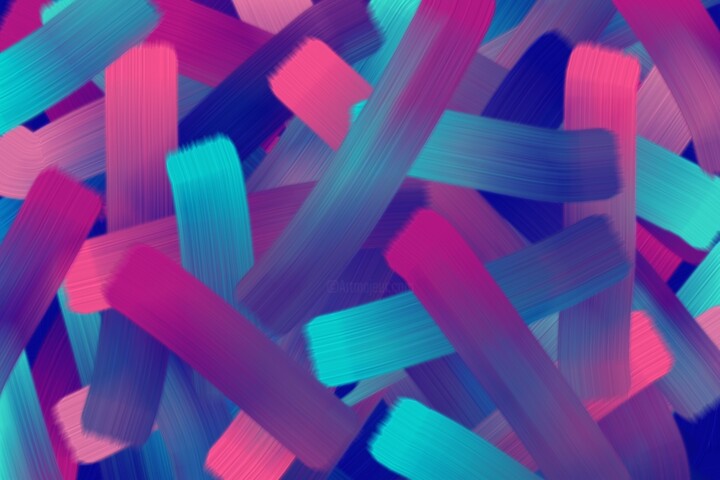Digitale Kunst getiteld "Blueturkpink" door Marzena Wisinska, Origineel Kunstwerk, Digitaal Schilderwerk