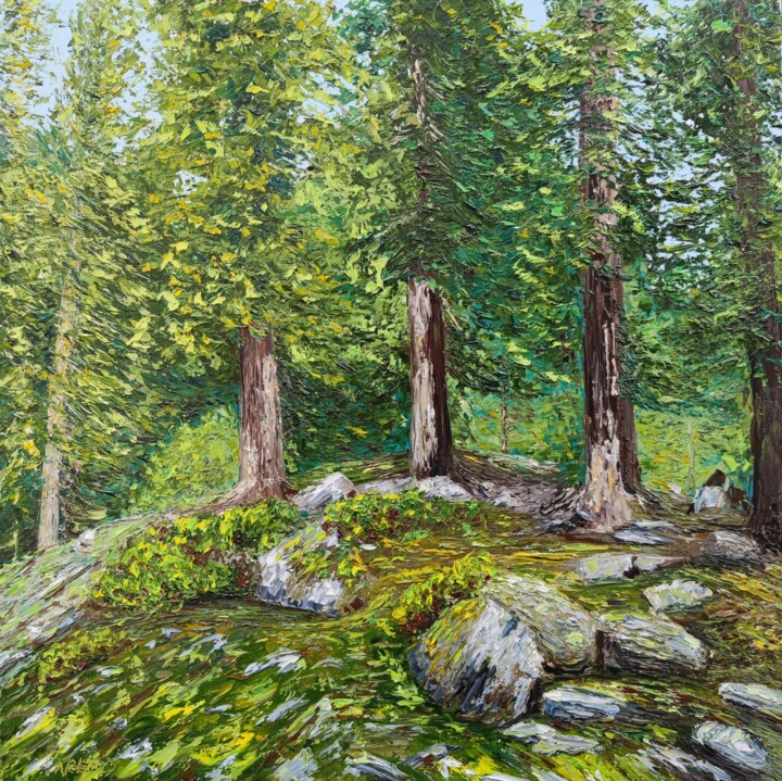 Картина под названием "Cedar camping" - Aleksandr Petelin, Подлинное произведение искусства, Масло