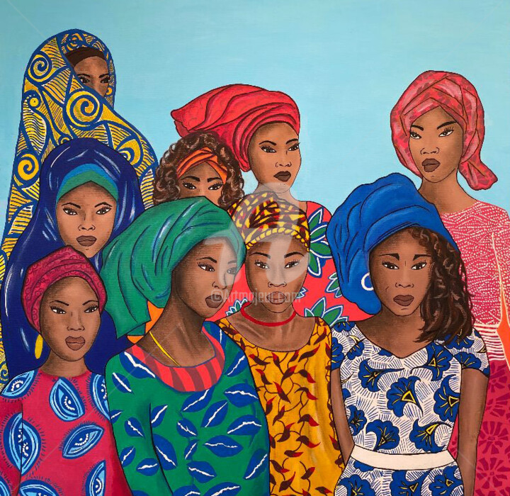 Africaines 绘画, 23.6x23.6 in