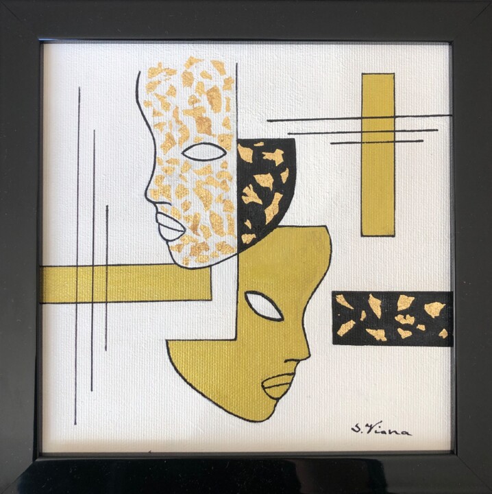 Peinture intitulée "Black & Gold 5" par Salette Viana, Œuvre d'art originale, Acrylique Monté sur Châssis en bois
