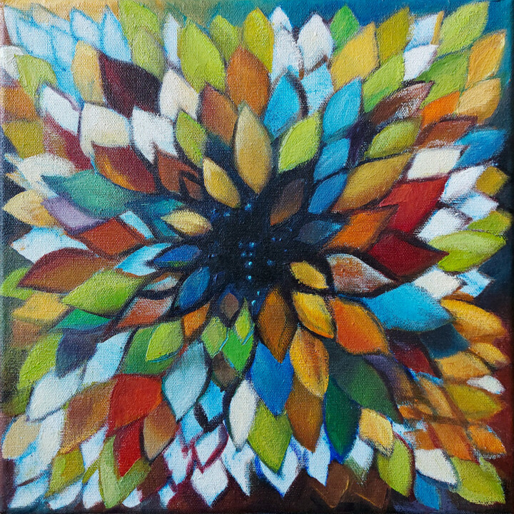 Malarstwo zatytułowany „Seeds of light N° 4” autorstwa Granishka, Oryginalna praca, Olej