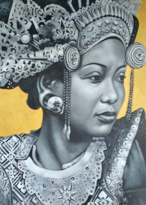 Beauty in Tradition: A Balinese Dancer's Portrait 绘画, 55.1x39.4 in