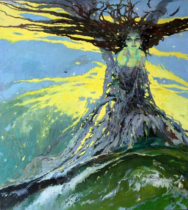 Painting titled "LOOK BACK AT THE BO…" by Stanislav Krupp, Original Artwork, Oil Mounted on Wood Stretcher frame