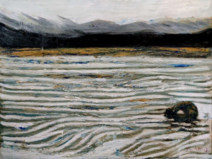 Peinture intitulée "LONELY STONE" par Yes, Œuvre d'art originale, Huile