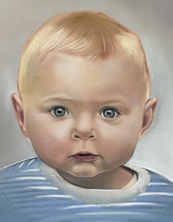 Painting titled "Gabriel" by Brigitte Bouron, Original Artwork, Pastel