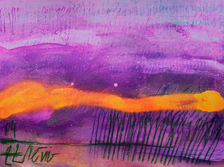 Painting titled "Trail of fire in th…" by Snezhana Denis, Original Artwork, Acrylic