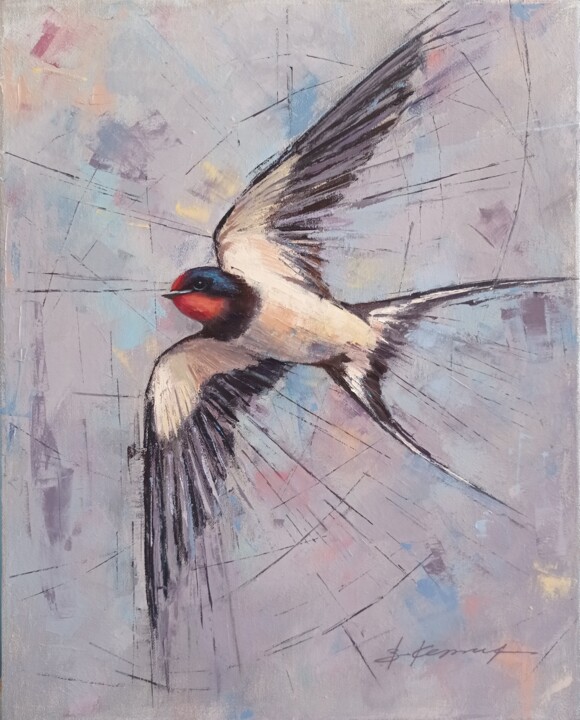 "Swallow" oil on canvas palette knife 50*40 cm 绘画, 19.7x15.8 in