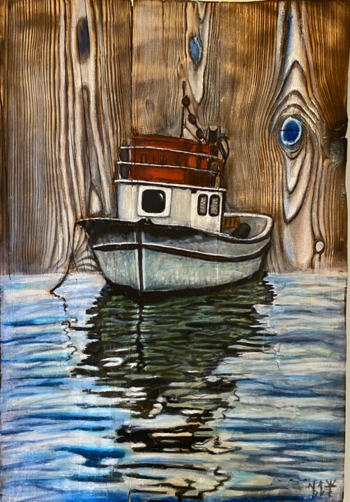 绘画 标题为“The boat” 由Fikret Şen, 原创艺术品, 丙烯