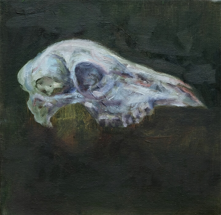 Small deer skull study 绘画, 7.9x7.9 in