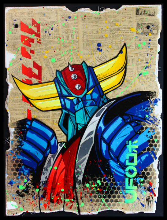 urban wall # goldorak 绘画, 33.1x25.2 in
