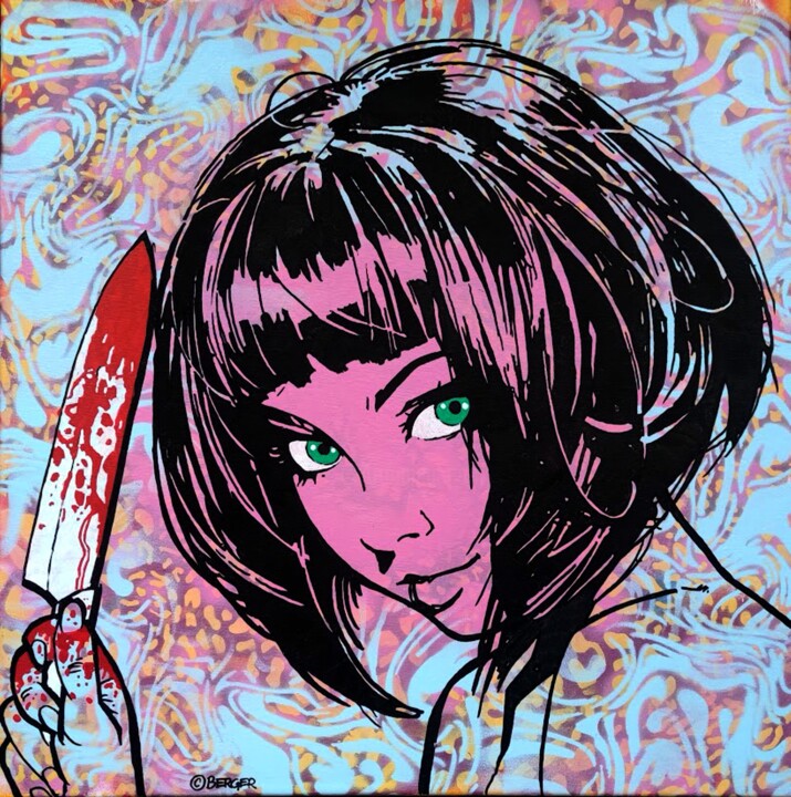 The girl with the knife 绘画, 23.6x23.6 in
