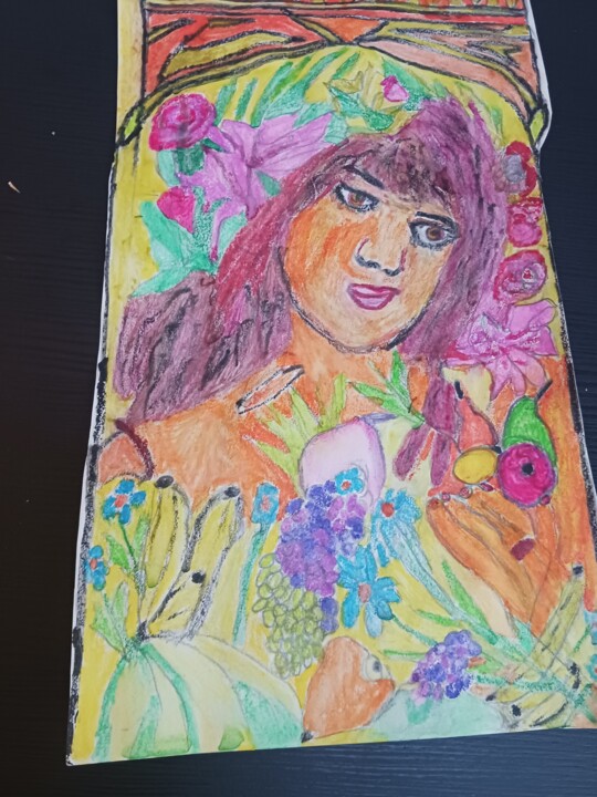 Painting titled "Art deco" by Myriam Rouffiange, Original Artwork, Watercolor