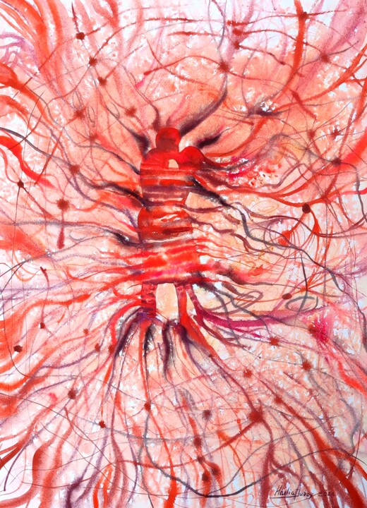 제목이 "Love Red"인 미술작품 Nadiia Dubei로, 원작, 수채화