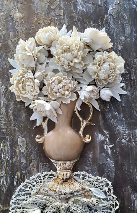 Porcelain peonies 绘画, 31.5x23.6 in