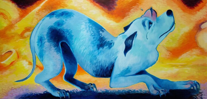 Submissive Dog 绘画, 19.5x39.8 in