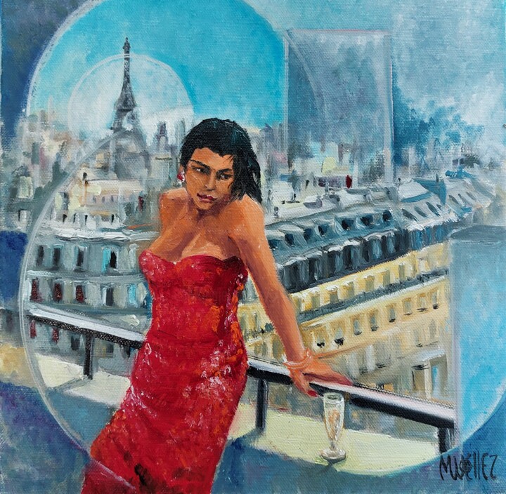"soirée Parisienne" 绘画, 11.8x11.8 in