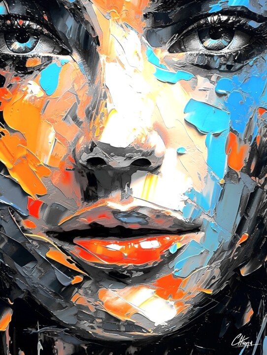 Chroma Women face 数字艺术, 47.2x35.4 in