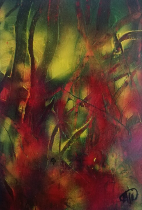 Painting titled "Passion Fauve" by Maria Ro Art, Original Artwork, Acrylic Mounted on Cardboard